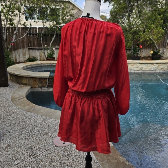 Elizabeth and James smocked waist  red silk dress S - Picture 6 of 15